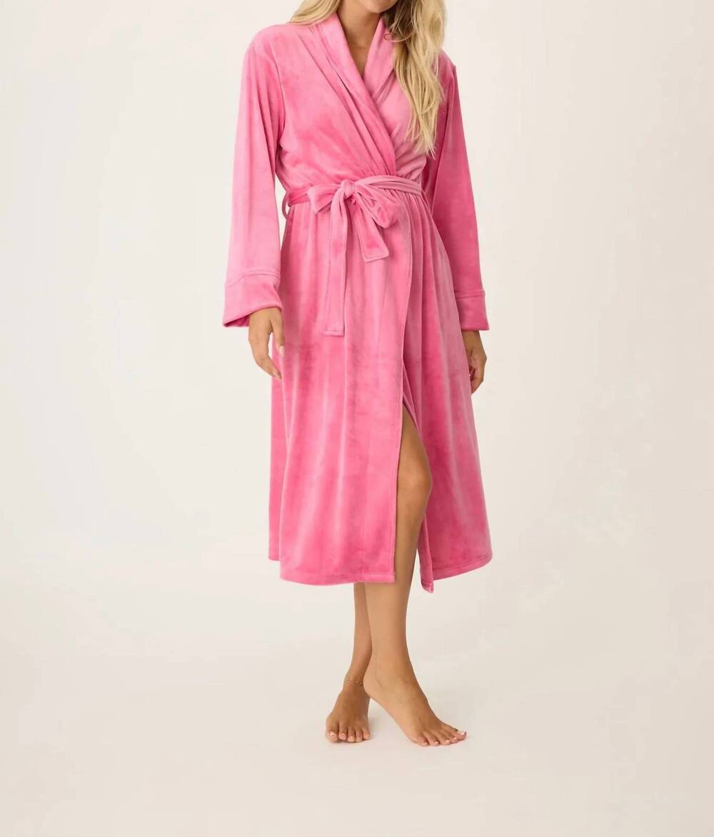 NEW PJ SALVAGE velvety velour robe in fucshia pink - Picture 1 of 5